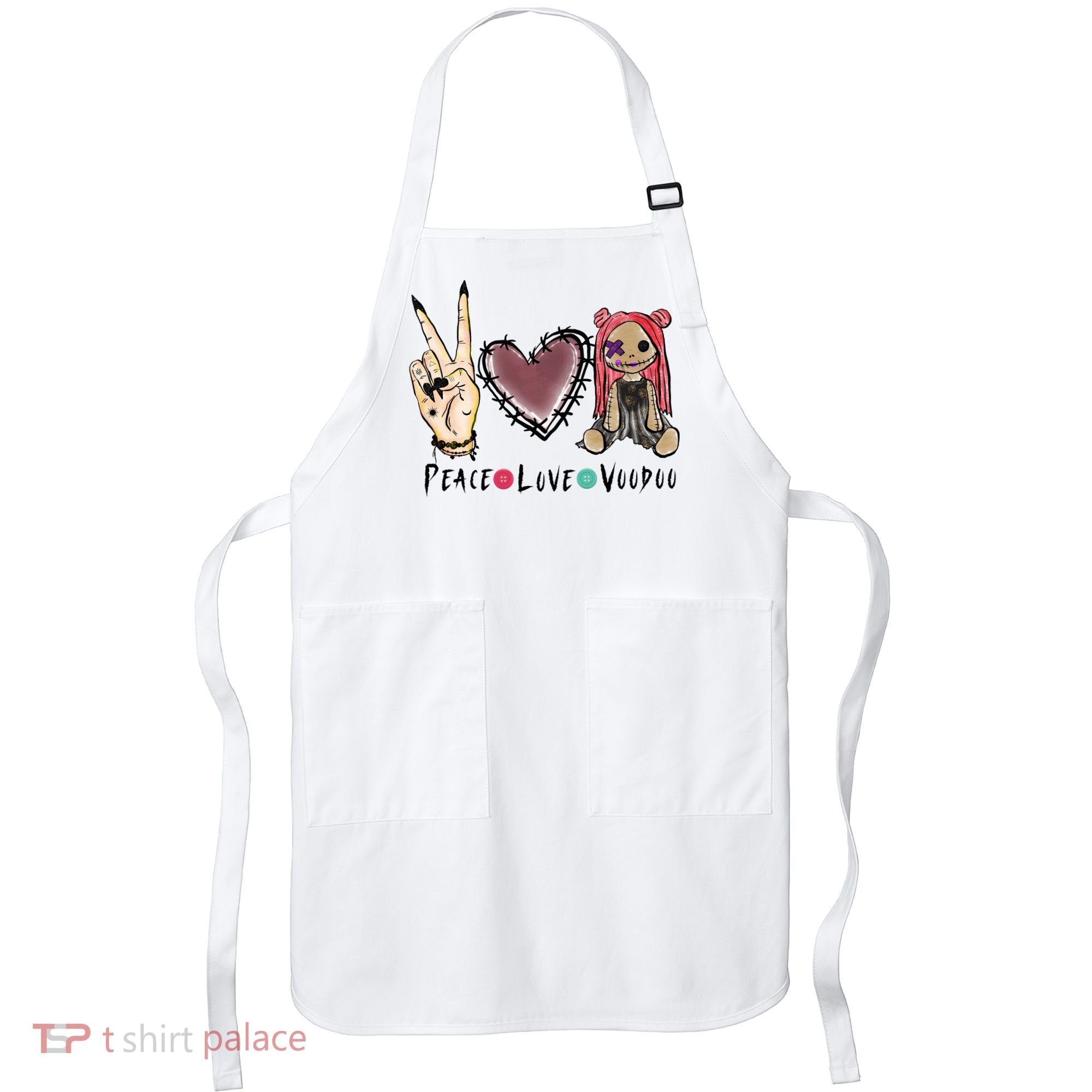 Funny Halloween Shirts, Peace Love Voodoo Apron