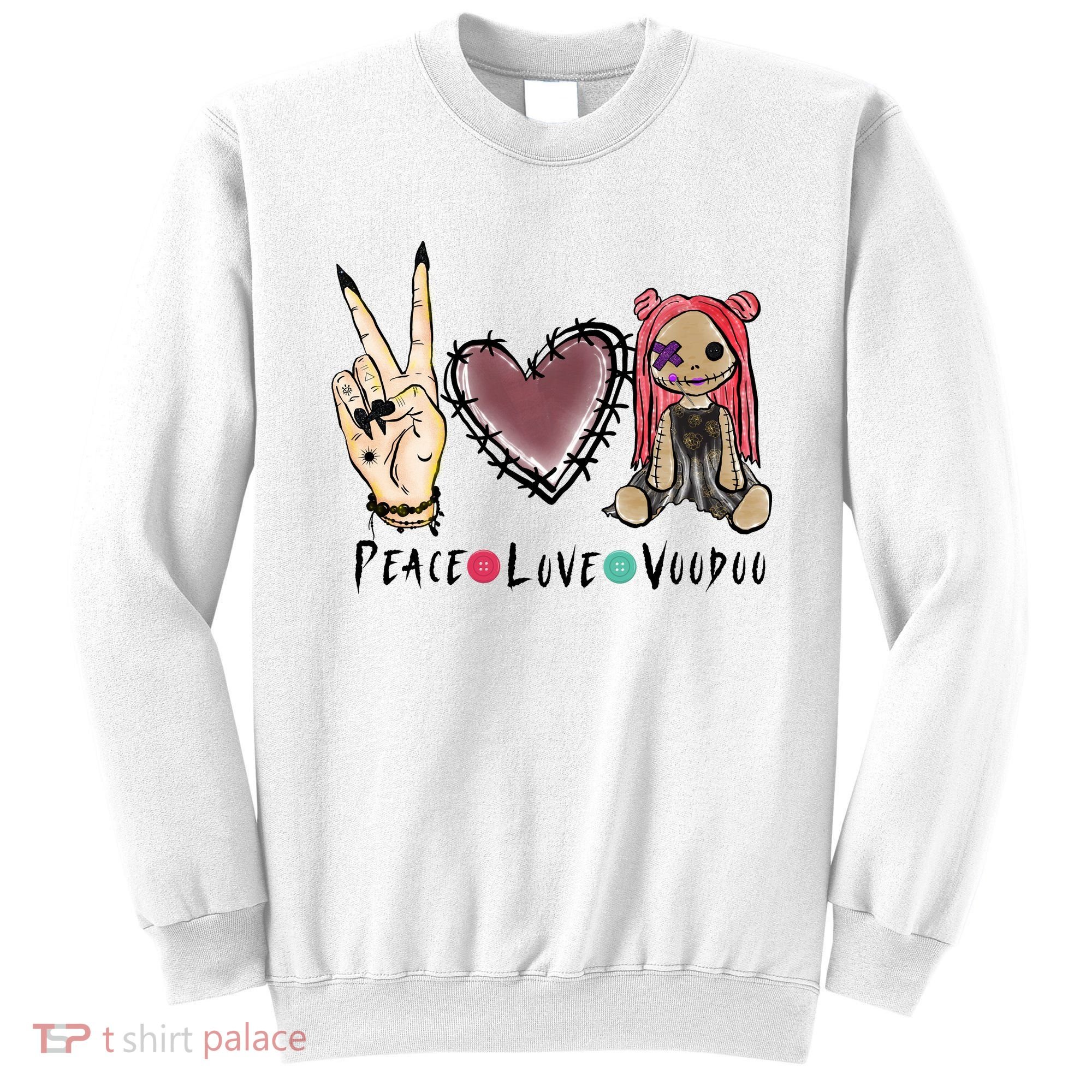 Funny Halloween Shirts, Peace Love Voodoo Sweatshirt