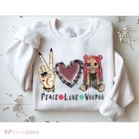 Funny Halloween Shirts, Peace Love Voodoo Sweatshirt thumb 2