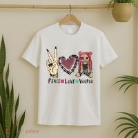 Funny Halloween Shirts, Peace Love Voodoo T-Shirt thumb 2