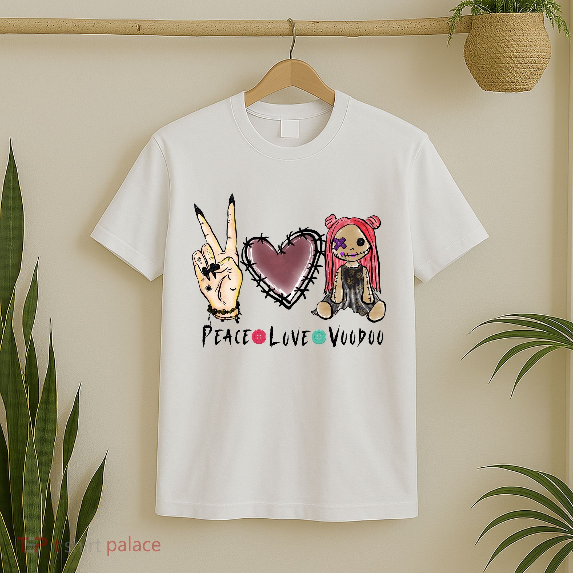Funny Halloween Shirts, Peace Love Voodoo T-Shirt