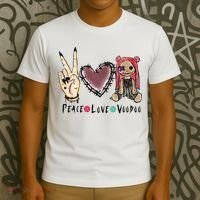 Funny Halloween Shirts, Peace Love Voodoo T-Shirt thumb 3