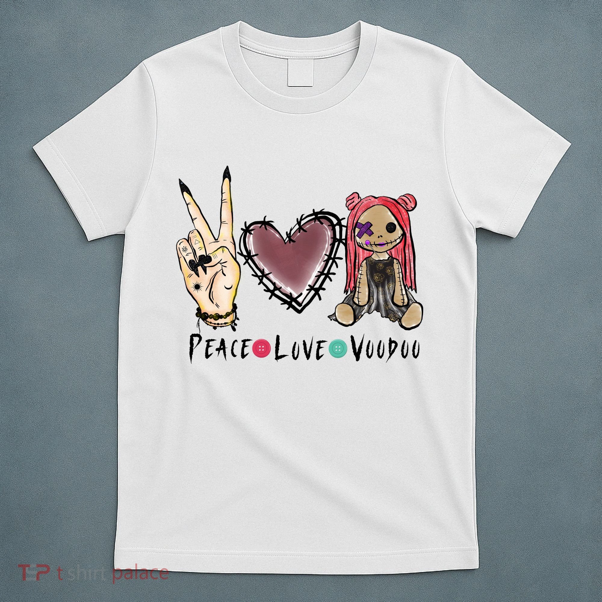 Funny Halloween Shirts, Peace Love Voodoo T-Shirt