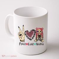 Funny Halloween Shirts, Peace Love Voodoo Coffee Mug thumb 0