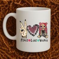Funny Halloween Shirts, Peace Love Voodoo Coffee Mug thumb 2