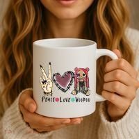 Funny Halloween Shirts, Peace Love Voodoo Coffee Mug thumb 3