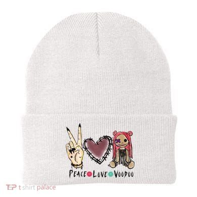 Funny Halloween Shirts, Peace Love Voodoo Beanie