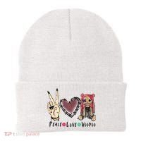 Funny Halloween Shirts, Peace Love Voodoo Beanie thumb 0