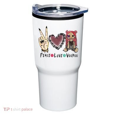 Funny Halloween Shirts, Peace Love Voodoo Tumbler