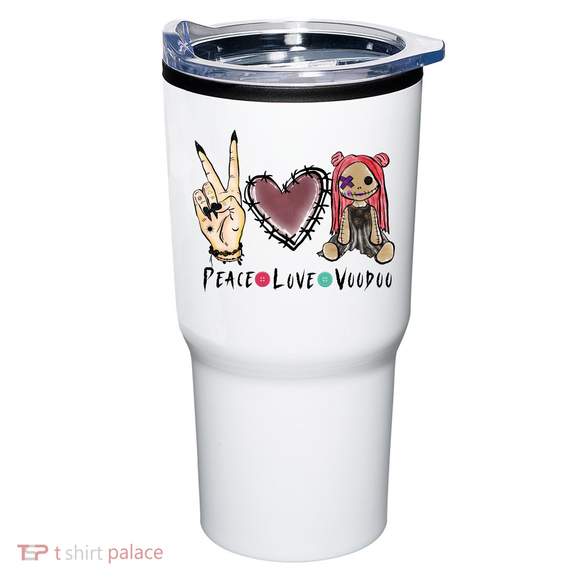 Funny Halloween Shirts, Peace Love Voodoo Tumbler