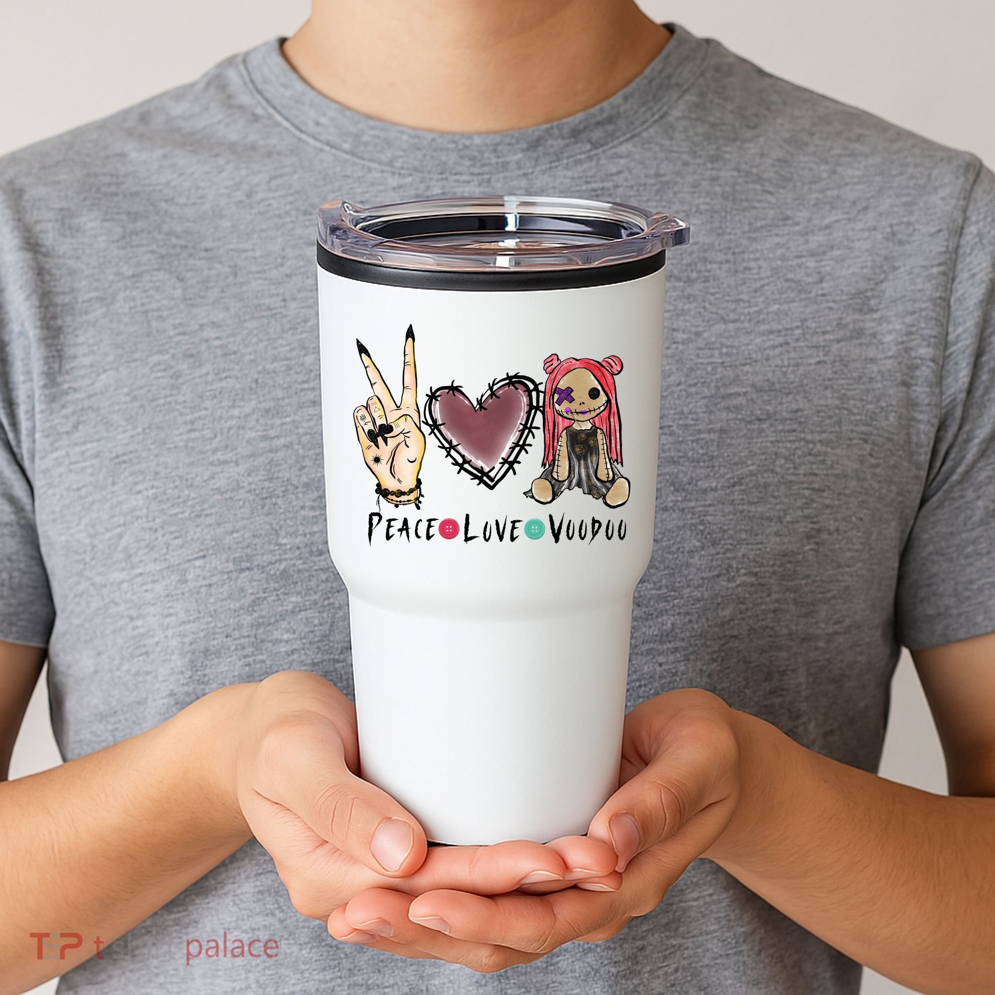 Funny Halloween Shirts, Peace Love Voodoo Tumbler