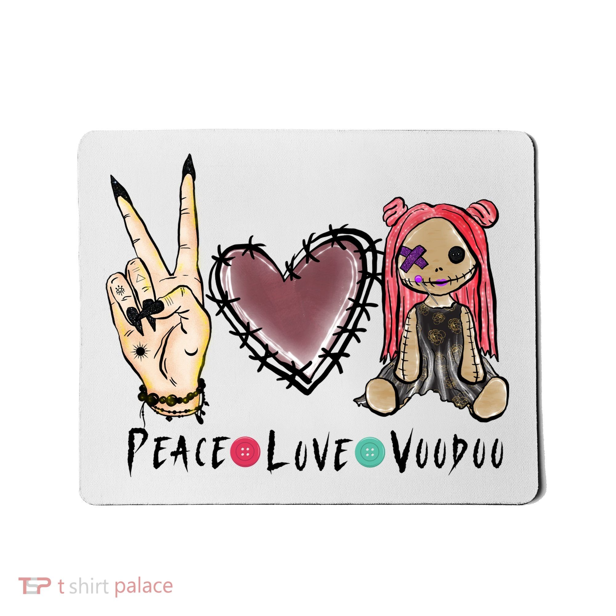 Funny Halloween Shirts, Peace Love Voodoo Mousepad