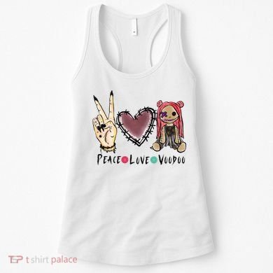 Funny Halloween Shirts, Peace Love Voodoo Women's Tank Top