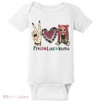 Funny Halloween Shirts, Peace Love Voodoo Baby Bodysuit thumb 0