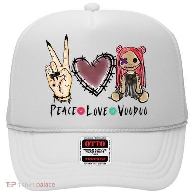 Funny Halloween Shirts, Peace Love Voodoo Hat