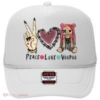 Funny Halloween Shirts, Peace Love Voodoo Hat thumb 0