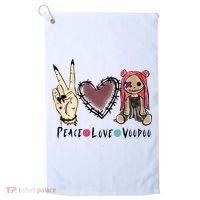Funny Halloween Shirts, Peace Love Voodoo Golf Towel thumb 0