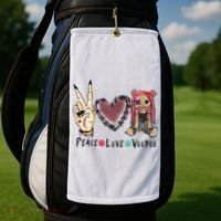 Funny Halloween Shirts, Peace Love Voodoo Golf Towel thumb 2