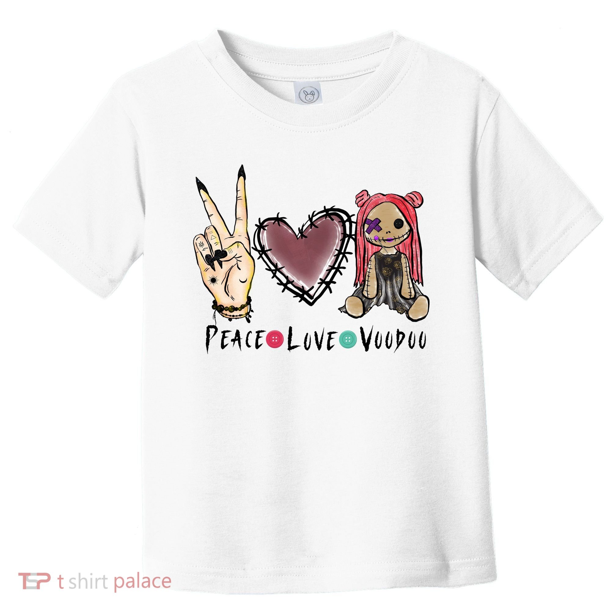 Funny Halloween Shirts, Peace Love Voodoo Toddler T-Shirt