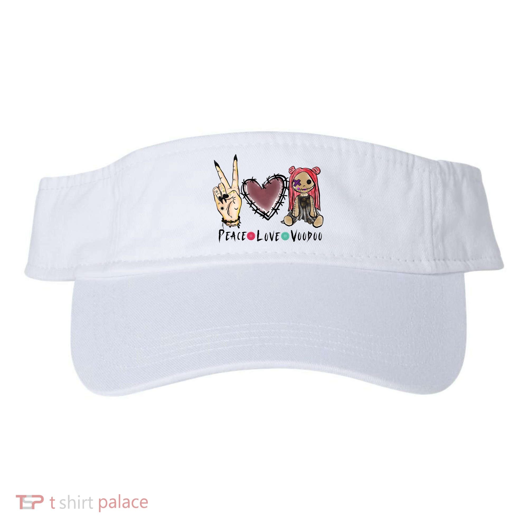 Funny Halloween Shirts, Peace Love Voodoo Visor