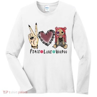 Funny Halloween Shirts, Peace Love Voodoo Women's Long Sleeve Shirt