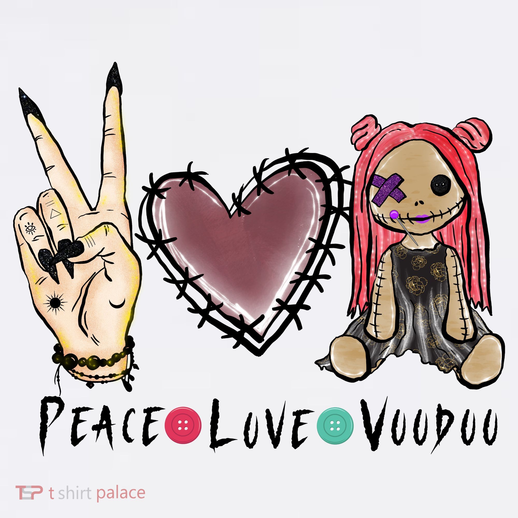 Funny Halloween Shirts, Peace Love Voodoo Kids Sweatshirt