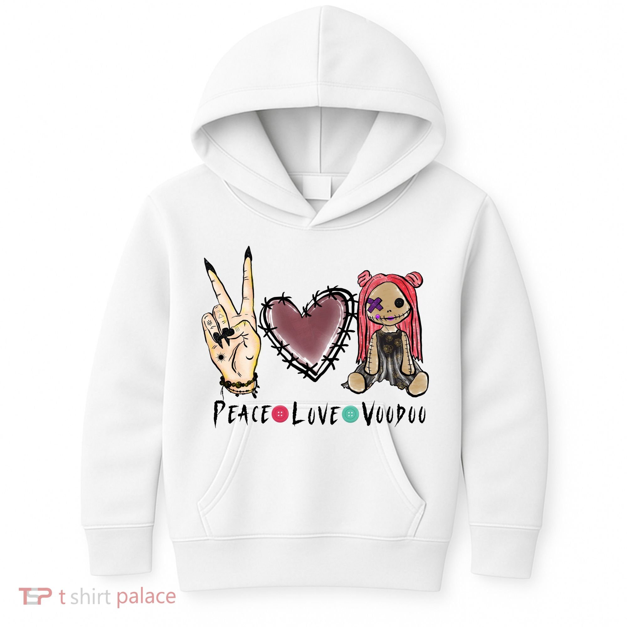 Funny Halloween Shirts, Peace Love Voodoo Kids Hoodie