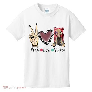 Funny Halloween Shirts, Peace Love Voodoo Kids T-Shirt