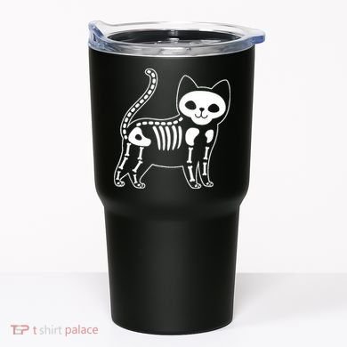 Funny Halloween Skeleton Cat Kitty Costume Skull Cat Tumbler