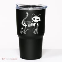 Funny Halloween Skeleton Cat Kitty Costume Skull Cat Tumbler thumb 0