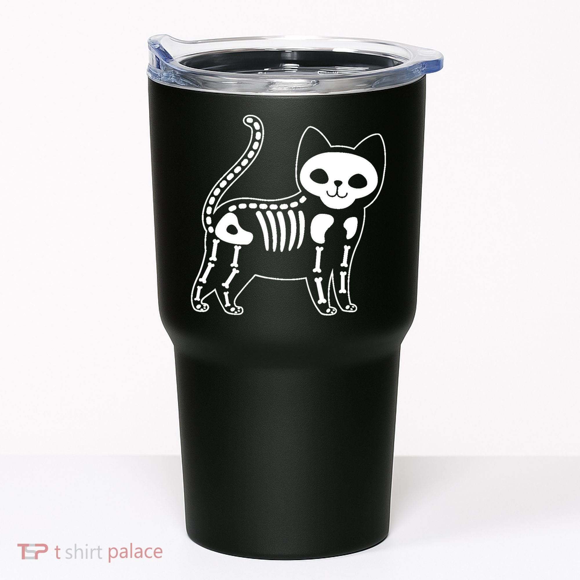 Funny Halloween Skeleton Cat Kitty Costume Skull Cat Tumbler