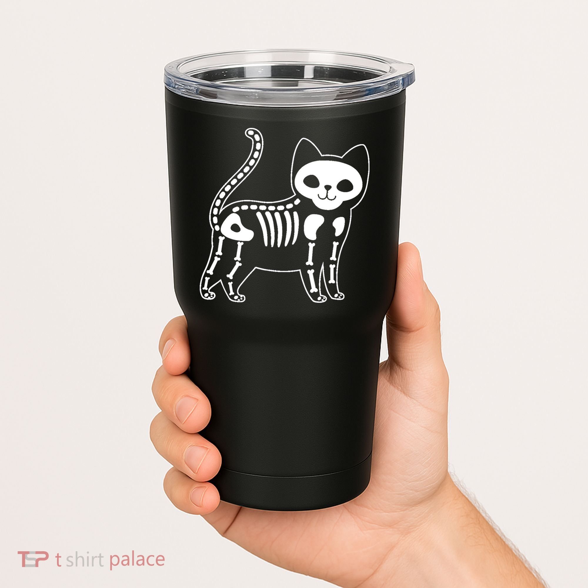 Funny Halloween Skeleton Cat Kitty Costume Skull Cat Tumbler