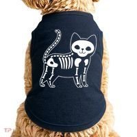 Funny Halloween Skeleton Cat Kitty Costume Skull Cat Doggie Tank thumb 0
