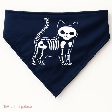 Funny Halloween Skeleton Cat Kitty Costume Skull Cat USA-Made Doggie Bandana