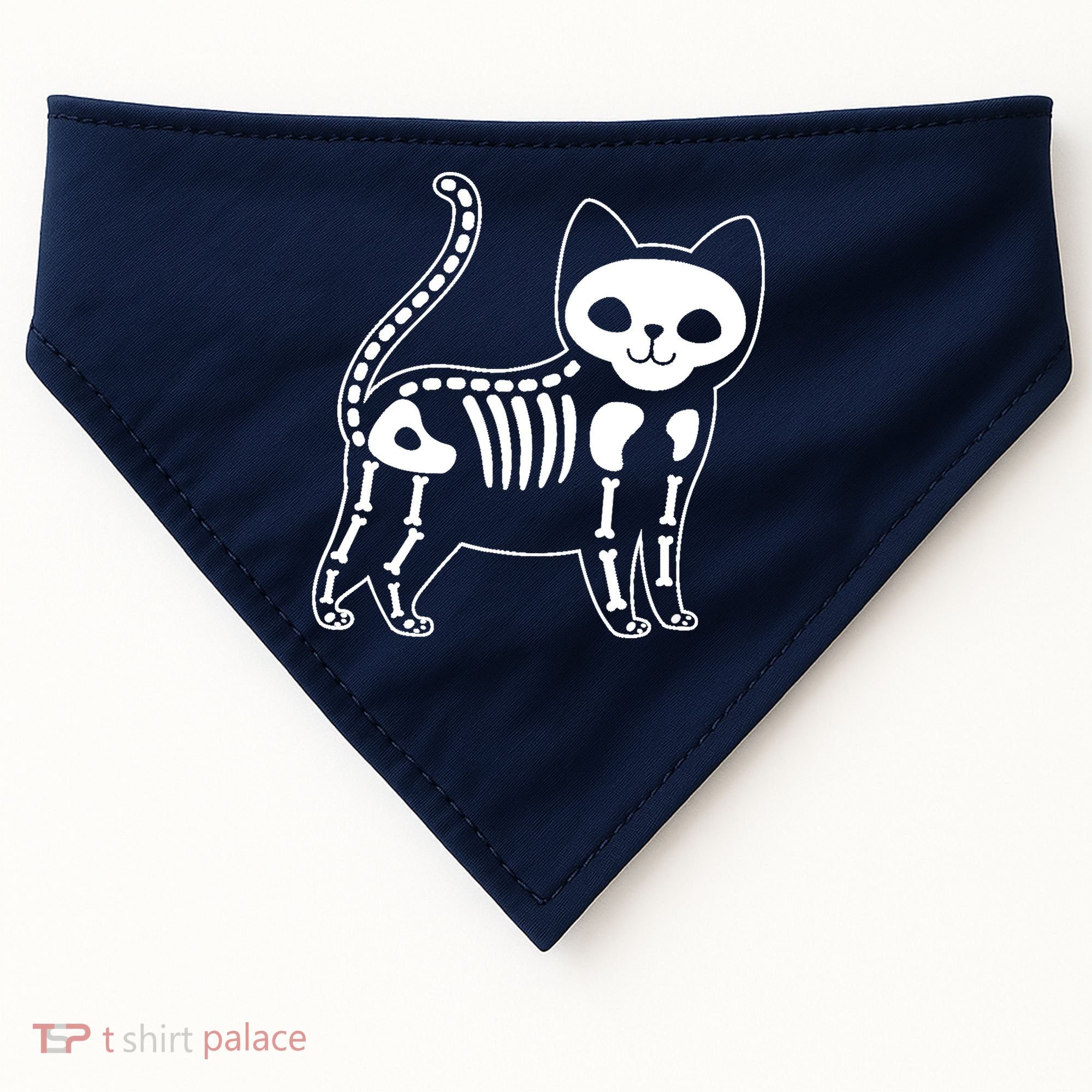 Funny Halloween Skeleton Cat Kitty Costume Skull Cat USA-Made Doggie Bandana