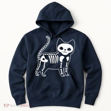 Funny Halloween Skeleton Cat Kitty Costume Skull Cat Hoodie