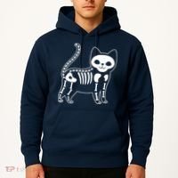 Funny Halloween Skeleton Cat Kitty Costume Skull Cat Hoodie thumb 2