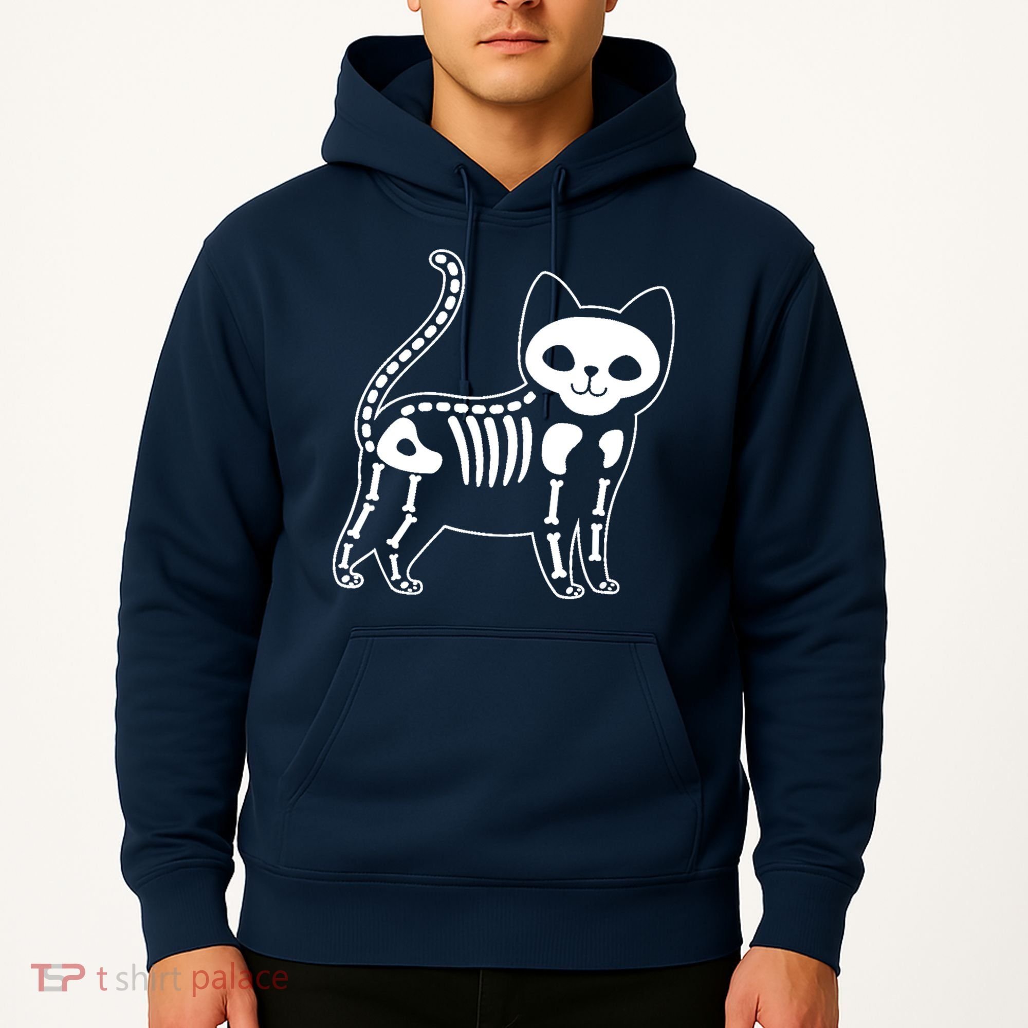 Funny Halloween Skeleton Cat Kitty Costume Skull Cat Hoodie