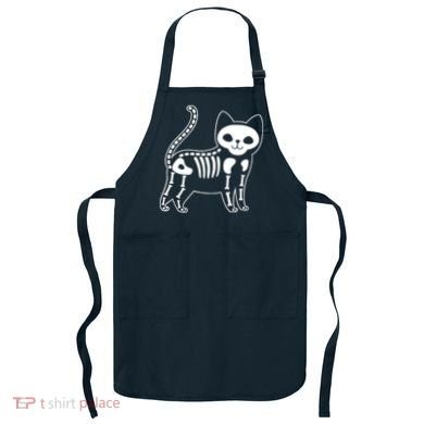 Funny Halloween Skeleton Cat Kitty Costume Skull Cat Apron
