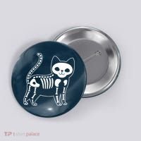 Funny Halloween Skeleton Cat Kitty Costume Skull Cat Button thumb 0