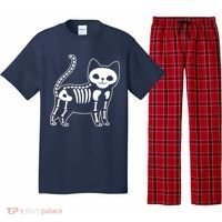 Funny Halloween Skeleton Cat Kitty Costume Skull Cat Pajama Set thumb 0