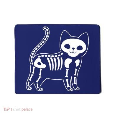Funny Halloween Skeleton Cat Kitty Costume Skull Cat Mousepad