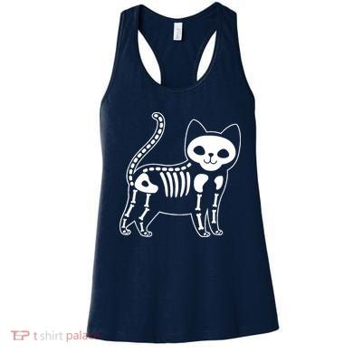 Funny Halloween Skeleton Cat Kitty Costume Skull Cat Women's Tank Top