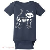 Funny Halloween Skeleton Cat Kitty Costume Skull Cat Baby Bodysuit thumb 0