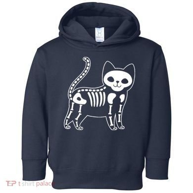 Funny Halloween Skeleton Cat Kitty Costume Skull Cat Toddler Hoodie