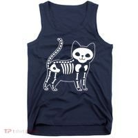 Funny Halloween Skeleton Cat Kitty Costume Skull Cat Tank Top thumb 0