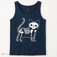 Funny Halloween Skeleton Cat Kitty Costume Skull Cat Tank Top thumb 2