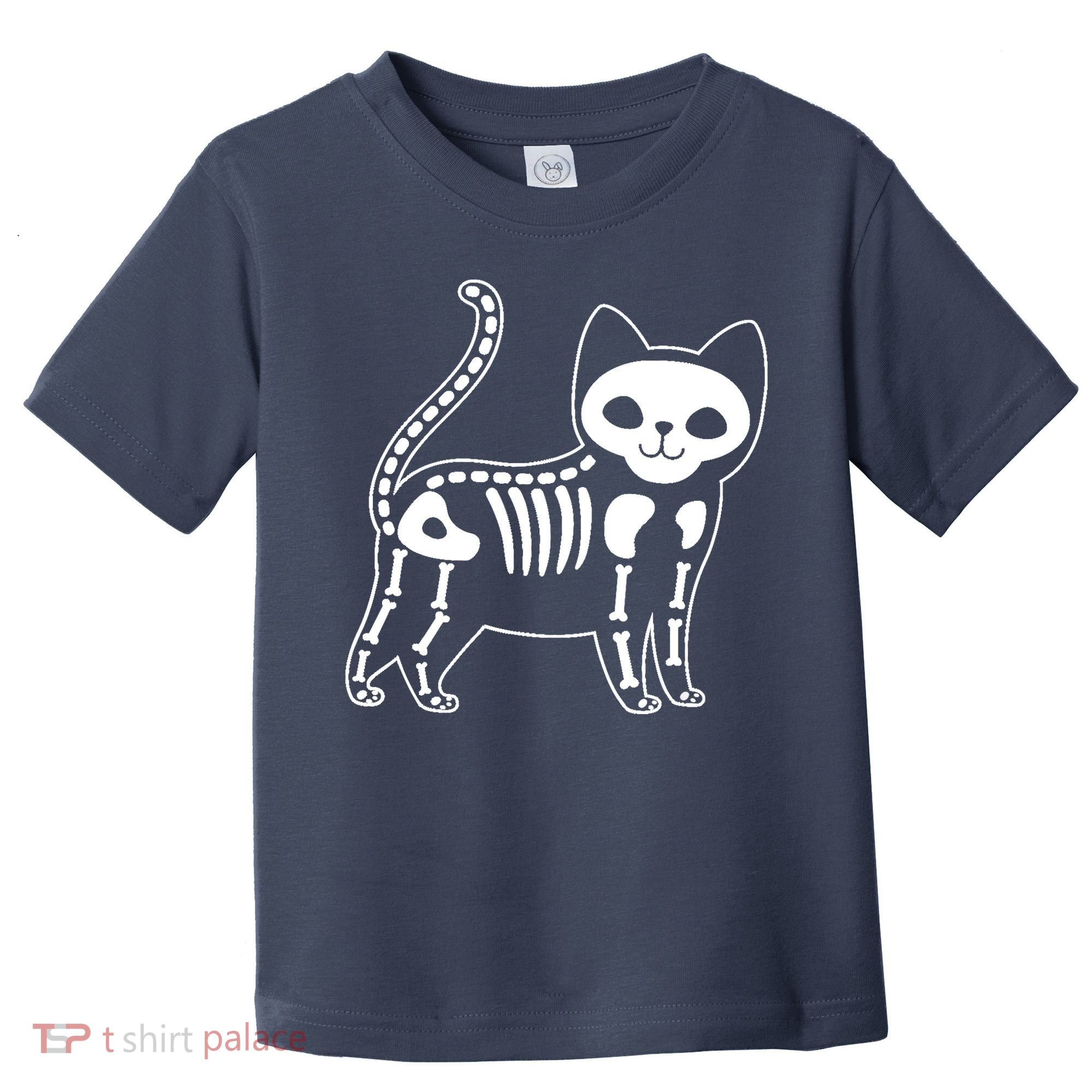 Funny Halloween Skeleton Cat Kitty Costume Skull Cat Toddler T-Shirt