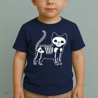 Funny Halloween Skeleton Cat Kitty Costume Skull Cat Toddler T-Shirt thumb 2