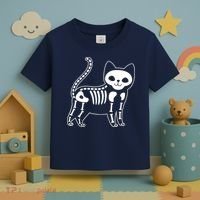 Funny Halloween Skeleton Cat Kitty Costume Skull Cat Toddler T-Shirt thumb 3